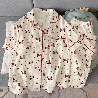 Dachshund Pajamas Women'S Summer Cloud Cotton Short-Sleeved Trousers Thin Summer Suit Soft And Comfortable Loungewear
