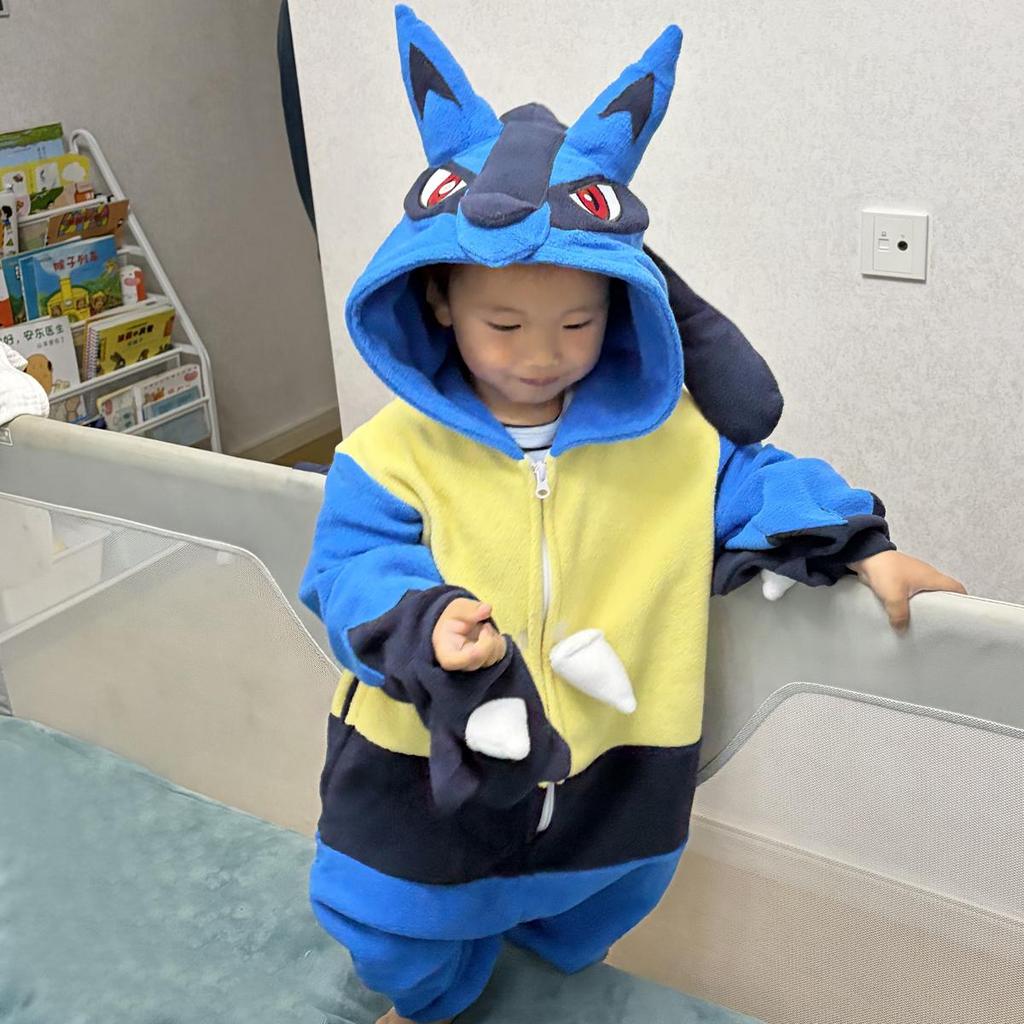Lucario Kigurumi Kids Onesies Boy's One-Piece Pajamas Cartoon Cosplay Costume For Christmas Halloween Fleece Sleepwear Anime Homewear Party Pijamas