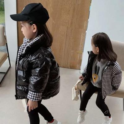 Boys Girls Down Jacket for Autumn Winter Outerwear Plaid Boys Waterpoof Hooded Zipper Coat Children's Clothes
