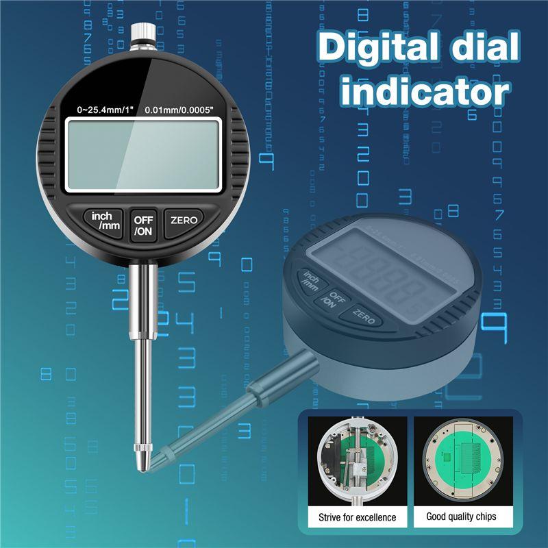 Digital Dial Indicator DTI 0.01Mm/.0005" Range 0-25.4Mm/1" Clock Gauge