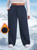 Autumn/Winter Fleece-Lined Plus Size Straight-Leg Casual Pants Loose-Fitting Slimming High-Elasticity Elastic Waistband with Drawstring Casual Pants