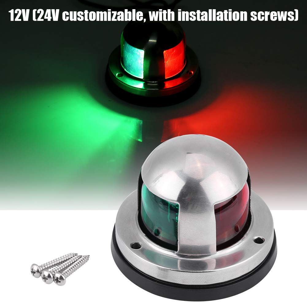 Nautical Light, Qiilu LED Boat Lens Light Red Green Marine Navigation Signal Light Lamp