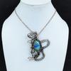 Rainbow Calsilica Pendant Copper Wire Wrapped Pendant Rabbit Pendant Original Gemstone Jewelry Handmade Pendant Copper Jewelry Gifts For Her