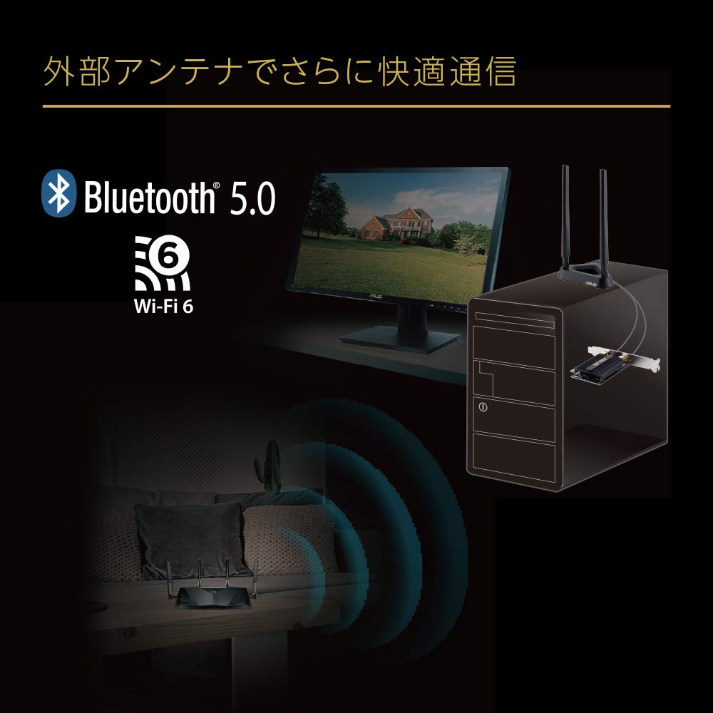 ASUS AX3000 Dual-Band PCI-E WiFi 6 (802.11ax) Adapter with Two Antennas (PCE-AX58BT)