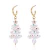 Crystal Christmas Tree Earrings Colorful Rhinestone Imitation Pearl Earrings  Christmas