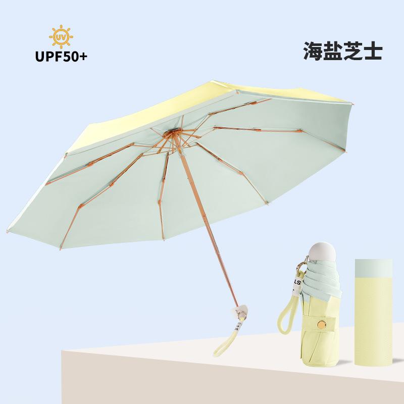 50% Off Eight-bone Sun Umbrella, Colored Glue Fabric, Small and Cute Wind Sunscreen Umbrella, UV Protection, Portable Folding Parasol.