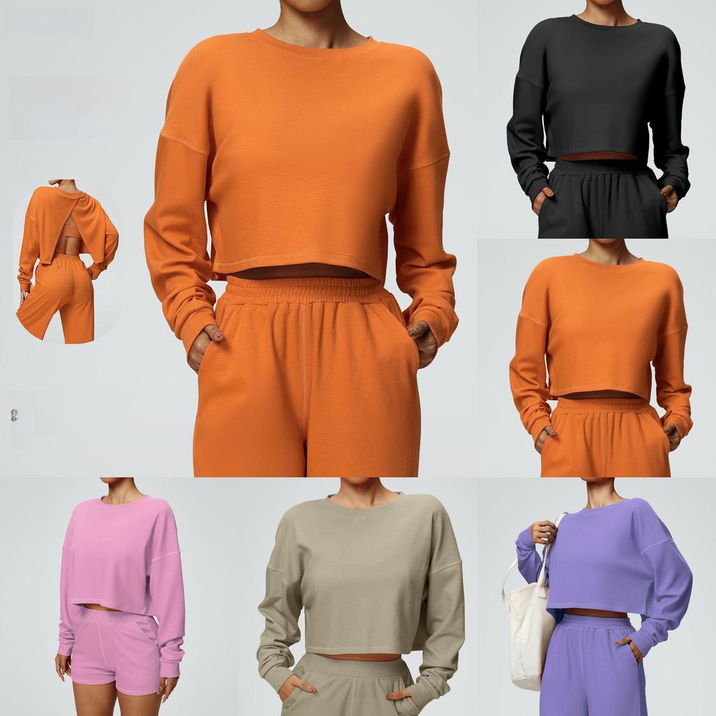 Womens Casual Long Sleeve Sweatshirt With Nylon Cotton Blend For Running And Fitness
