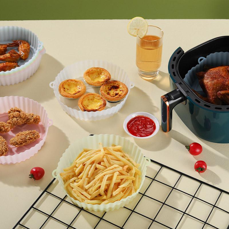 Silicone Air Fryer Reusable Paper Liner Non-stick Mat Round Paper Baking Mats Kitchen Airfryer Baking Accessories Oil Oven Tray