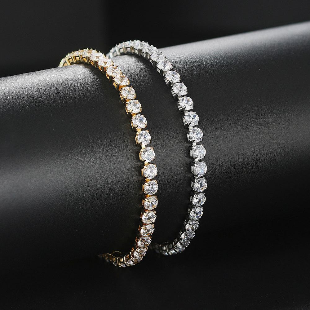 Luxury Zircon Women's Anklet: European & American Trendy, Gold-Plated Tennis Chain with Paved Diamonds