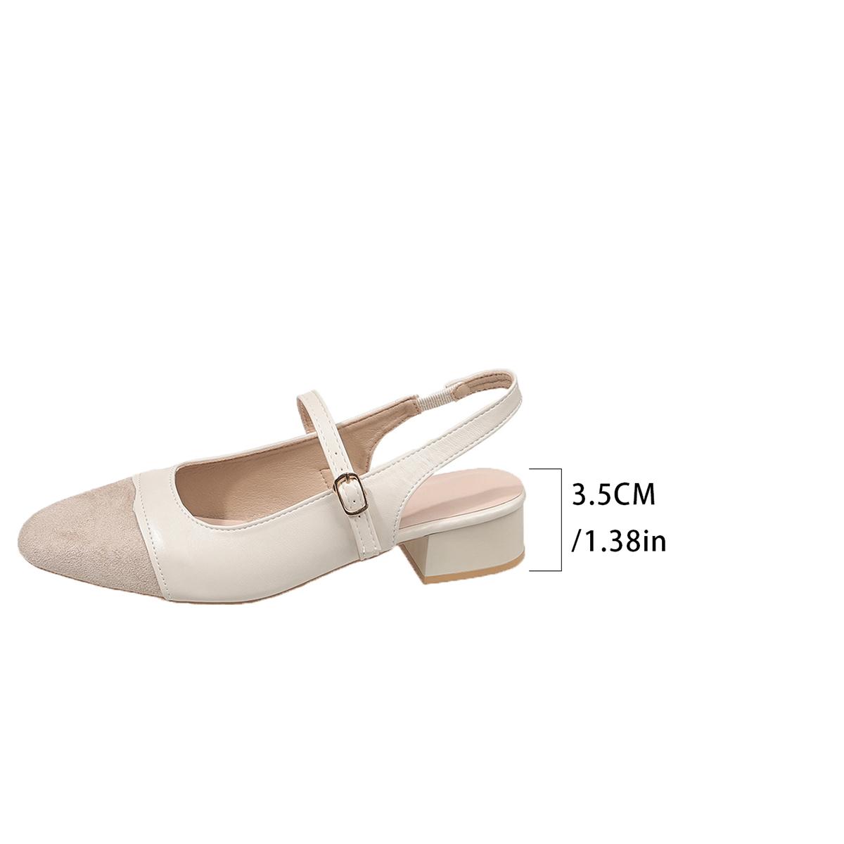 

Новые летние женские сандалии 2025 года Элегантные мюли с открытым носком на среднем каблуке Удобная офисная женская обувь Каблуки с пряжкой Женщины 35 бежевый