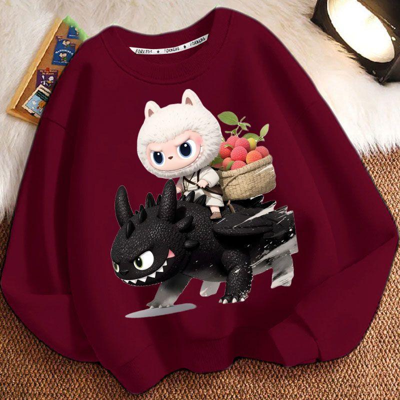 Cute Round-neck Hoodies for Children, Long-sleeved Loose Hoodies for Boys and Girls  Spring and Autumn