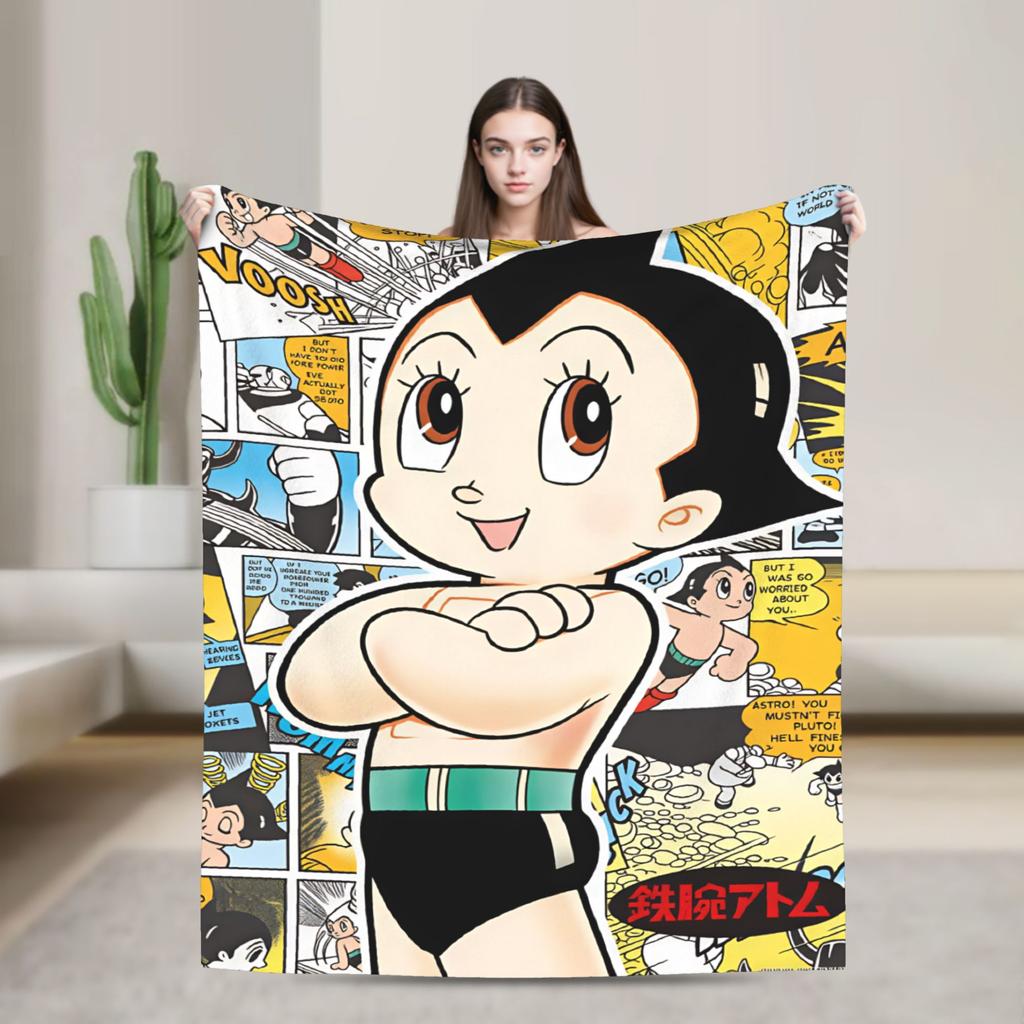 Super Soft BlanketChild Camping Astro Boy Anime Throw Blanket Flannel Bedspread For Bedroom Pattern Sofa Bed Cover