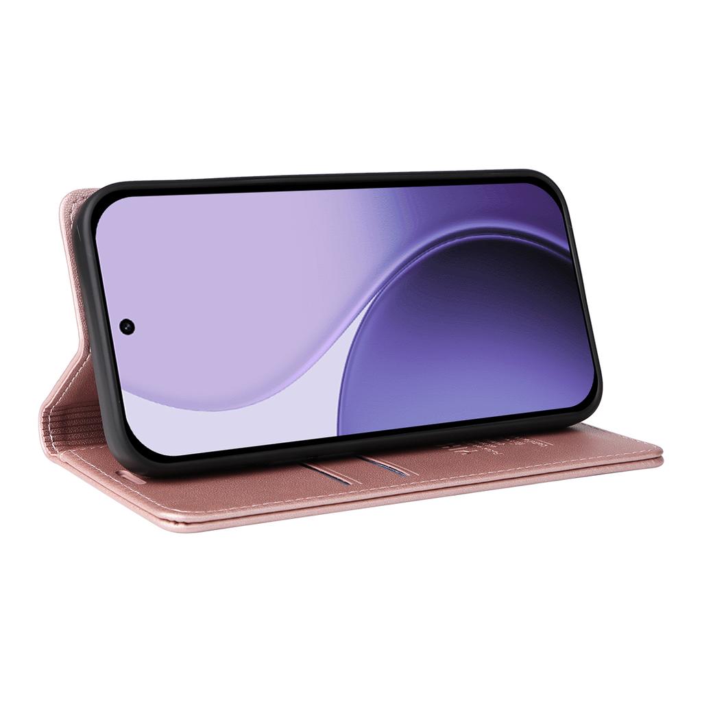 For Oppo Reno14 5G (China)/Oppo Reno14 F 5G/Oppo Reno14 5G (Global) Phone Cases YIKATU Magnetic Closure PU Leather Mobile Cover -  Rose Gold