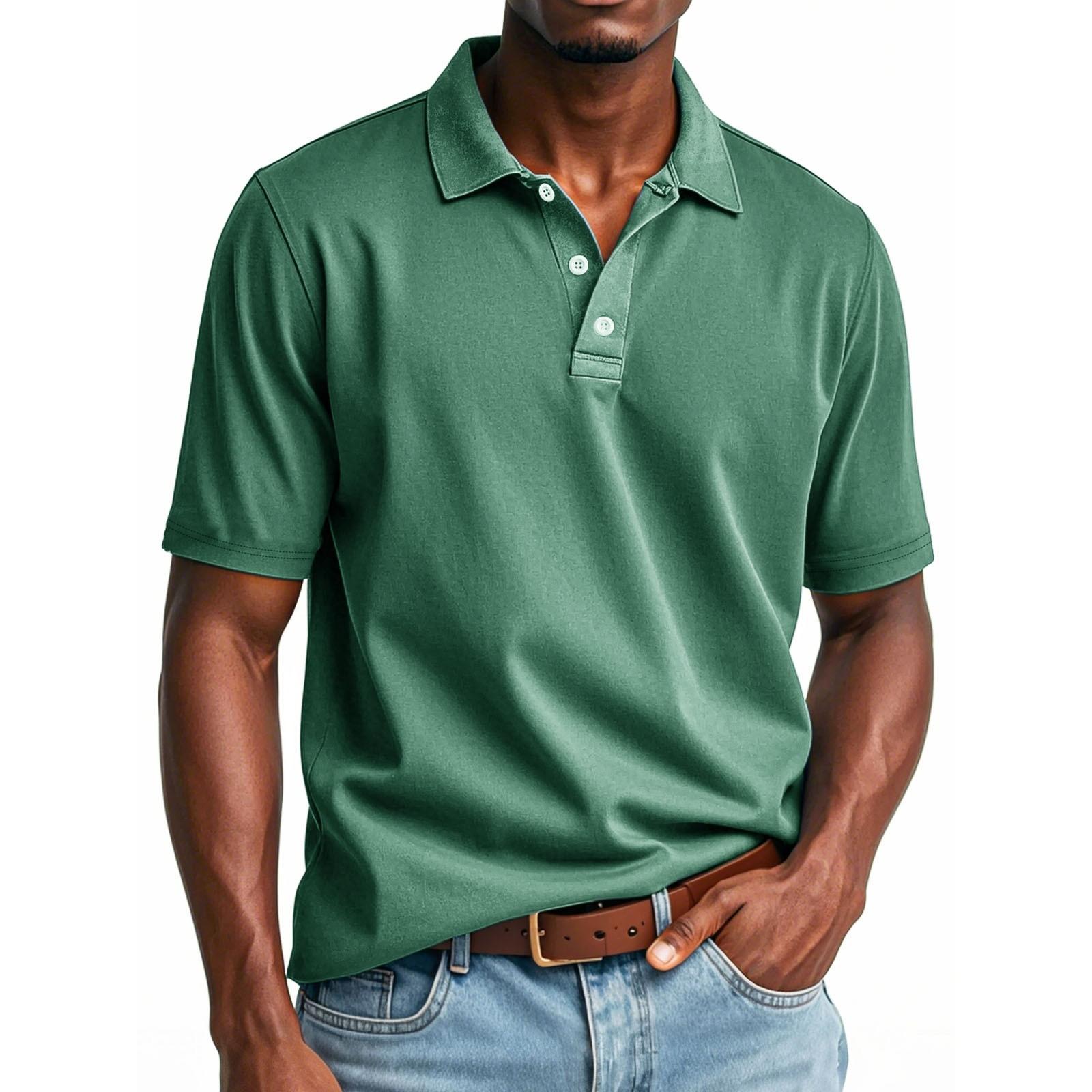 

Мужской летний однотонный топ с лацканами на пуговицах, свободный, с коротким рукавом XL