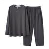 New Men Pajamas Spring Autumn Long-sleeved Sleepwear Winter Cotton Pullover Solid Color Round Neck Casual Homewear Suit