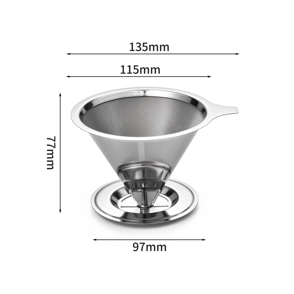 304 Edelstahl Kaffee- und Teefilter mit Basis - Multifunktionaler Netztrichter