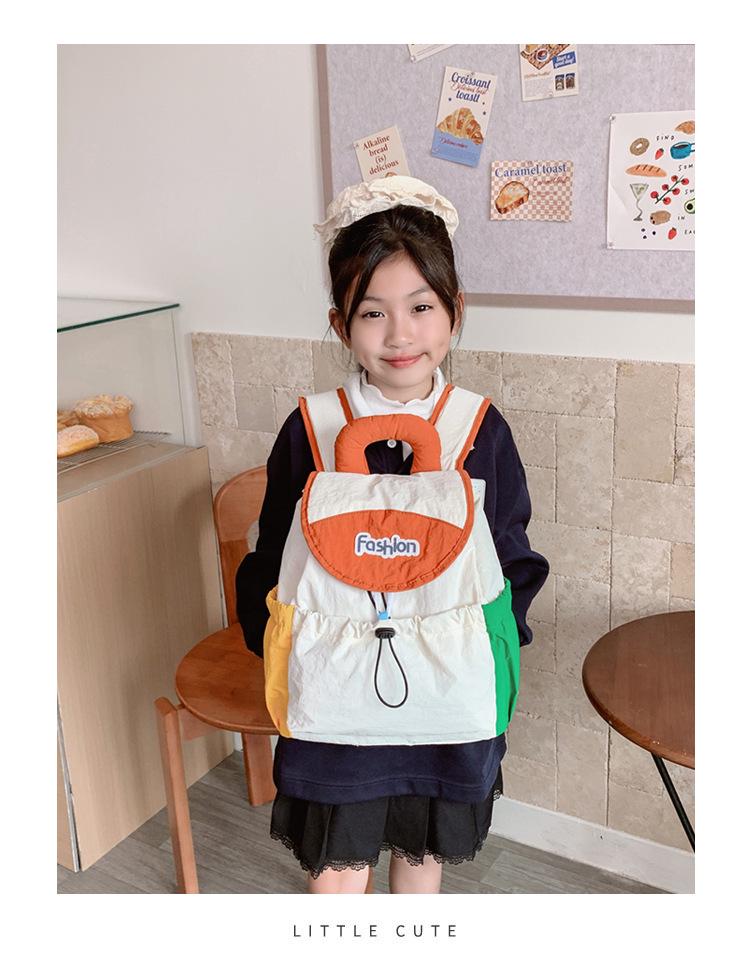 Kindergarten Color Block Backpack - Lightweight, Large Capacity for Boys and Girls