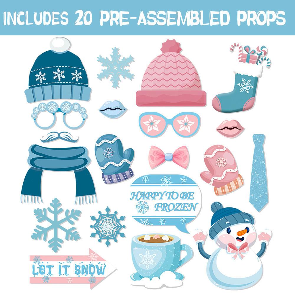 Party Christmas Photo Props With Cartoon Snowman Design For Celebrations Festive
