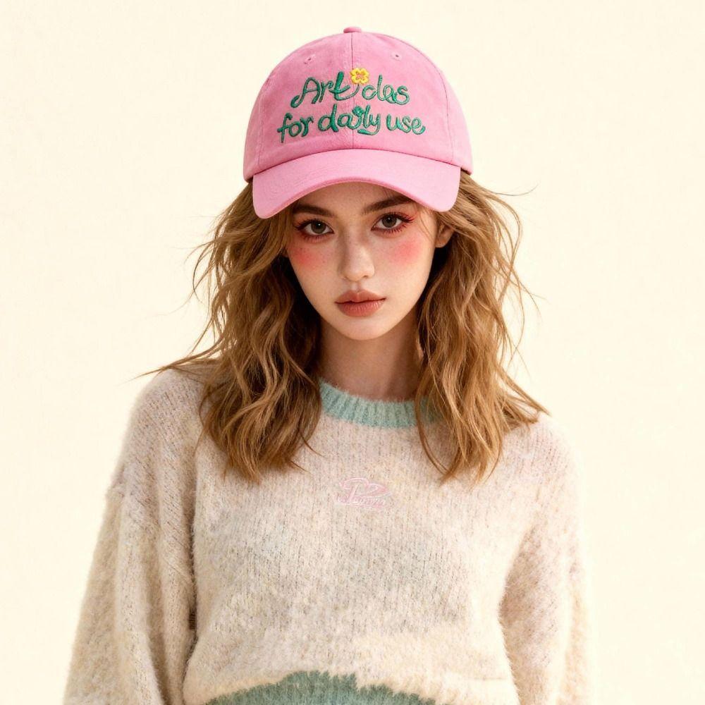 Casual Creative Embroidered Baseball Cap Flower Letter Cartoon Baseball Hat Peaked Cap Fashion Cotton Baseball Cap Street