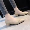 Fashion Woman Pumps Shoes for Women Chunky Heels Block Heel Pointed Toe with Medium Comfortable and Elegant Genuine Mark Fashion Stylish