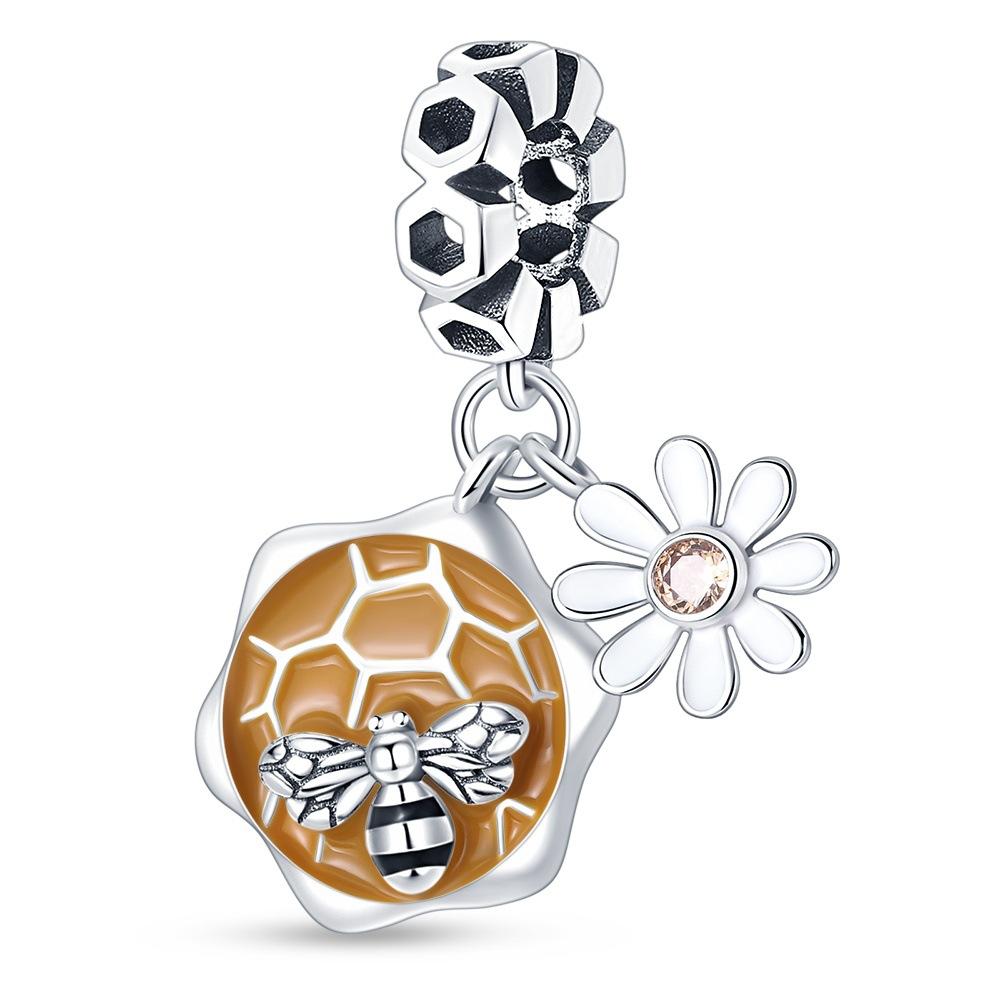 2026 Bee Series Daisies Honeycomb Charm Charm Beads DIY Jewelry Bracelet Accessories 925 Silver