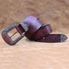 Western Embossed Cowhide Leather Belt - Retro Pin Buckle Men's Genuine Leather Belt for Trendy Young Men.
