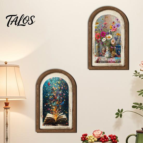 Rustic Tulip Wall Signs Pastoral Wooden Sign, Decorative Tabletop Display Pieces, Retro Style Art French Arched Pendant for Farmhouse Bedroom