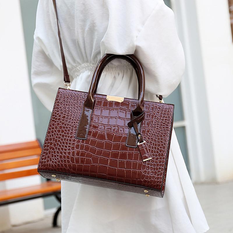 Patent Leather Women Messenger Bags Crocodile Female Crossbody Shoulder Hand Bags High Quality Ladies Handbags