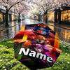 Custom Name Personalized American Science Print Umbrella, Auto Open Close, 8‑Rib Sturdy Frame, Commute Camping Hiking Use, Birthday Gift