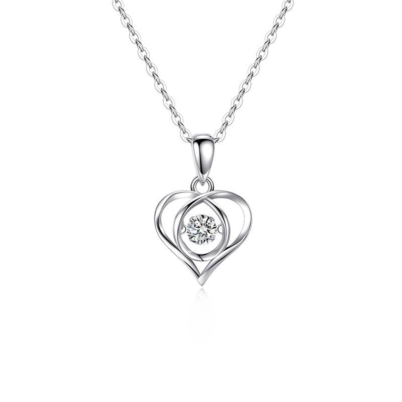 999 Sterling Silver Heart Pendant Necklace - Women's Luxury Clavicle Chain, Perfect for Christmas & Valentine's Day Gifts