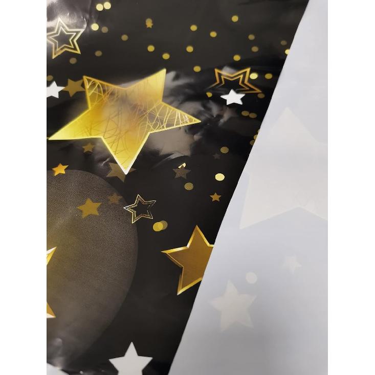 2Pack Black and Gold Tablecloth for Rectangle Tables, Plastic Disposable Star Table Covers for Birthday, Wedding, Anniversary, Picnics, Graduation,