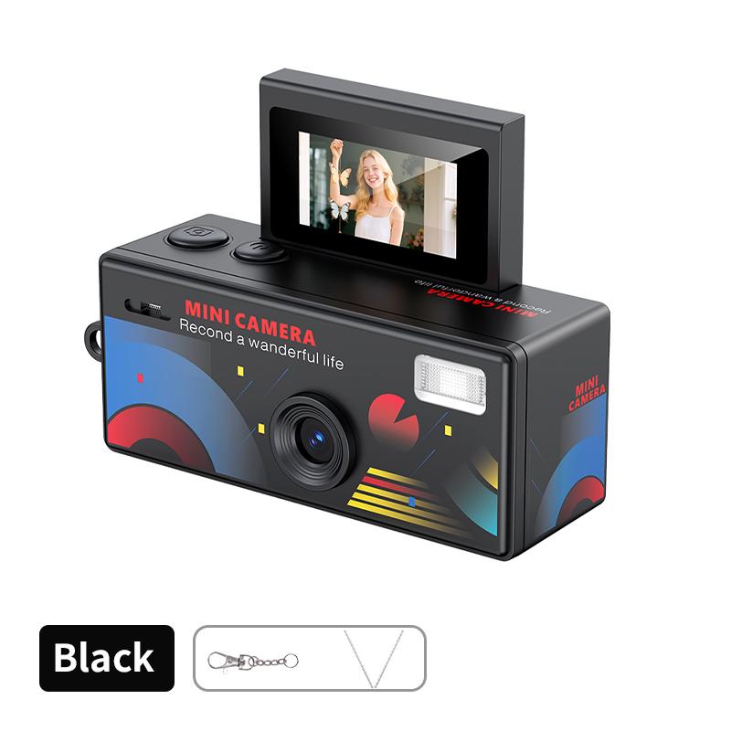 Retro Mini Palcová Kamera, HD Foto a Video, Výklopný Displej pro Selfie, Přenosný Digitální Fotoaparát pro Studenty