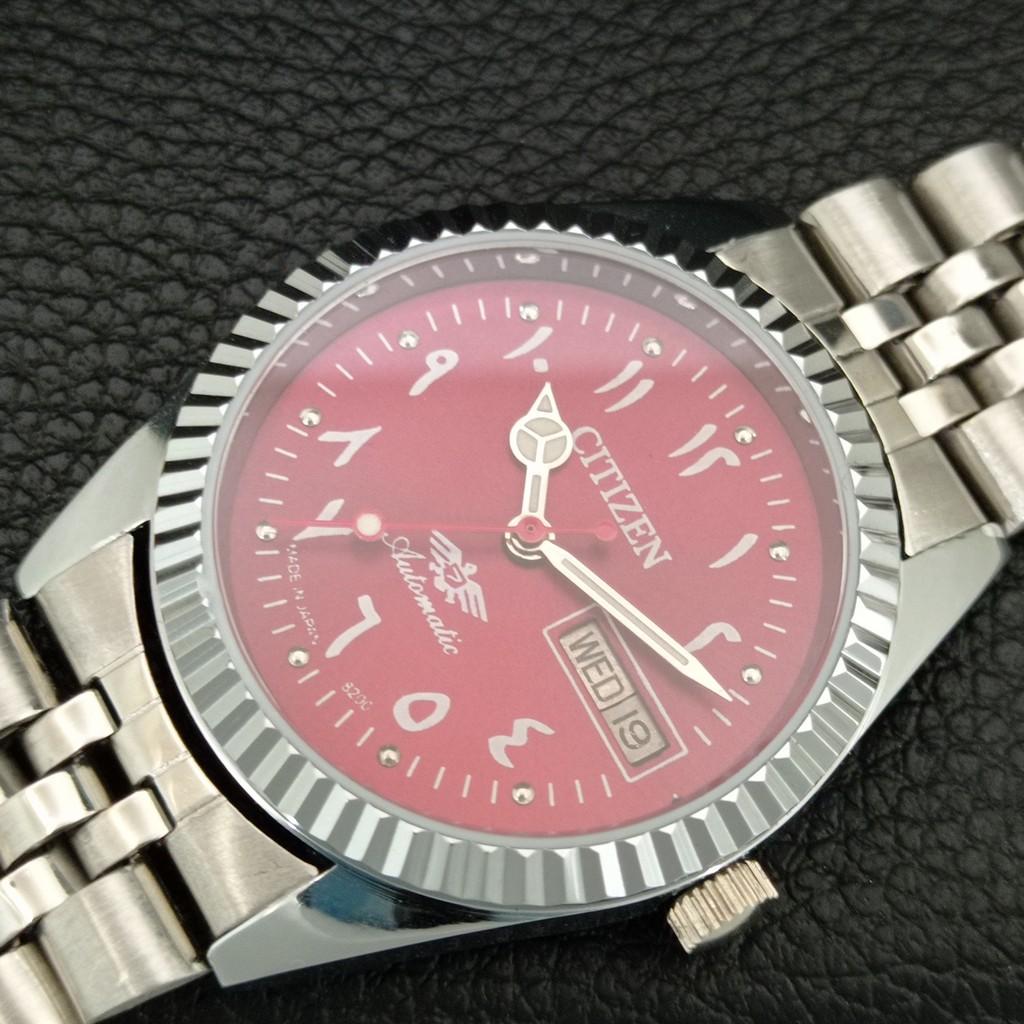 VINTAGE CITIZEN AUTOMATIC 8200 REFURBISHED JAPAN MENS RED DIAL WATCH a446828-1