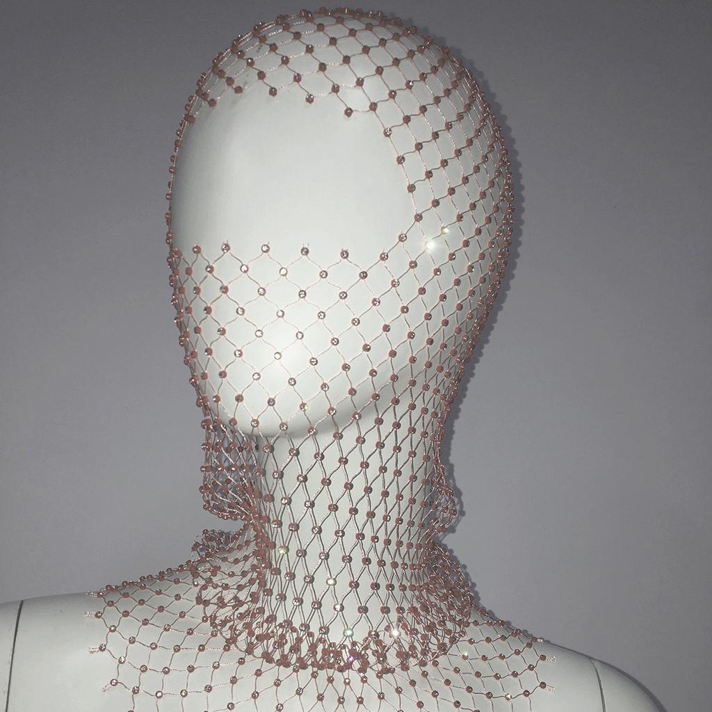 Fashion Bling Rhinestone Face Mask Full Coverage Sun Protection Stylish Face Shield Headgear