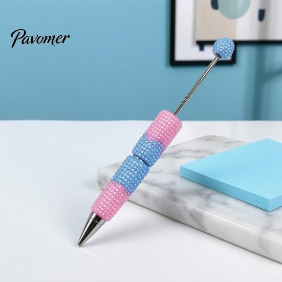 Creative Writing Supplies DIY Beadable Pen, Colorful Fancy Beaded Crafting Ballpoint Craft Pens for Adults Gift Students, Party Favors, Office