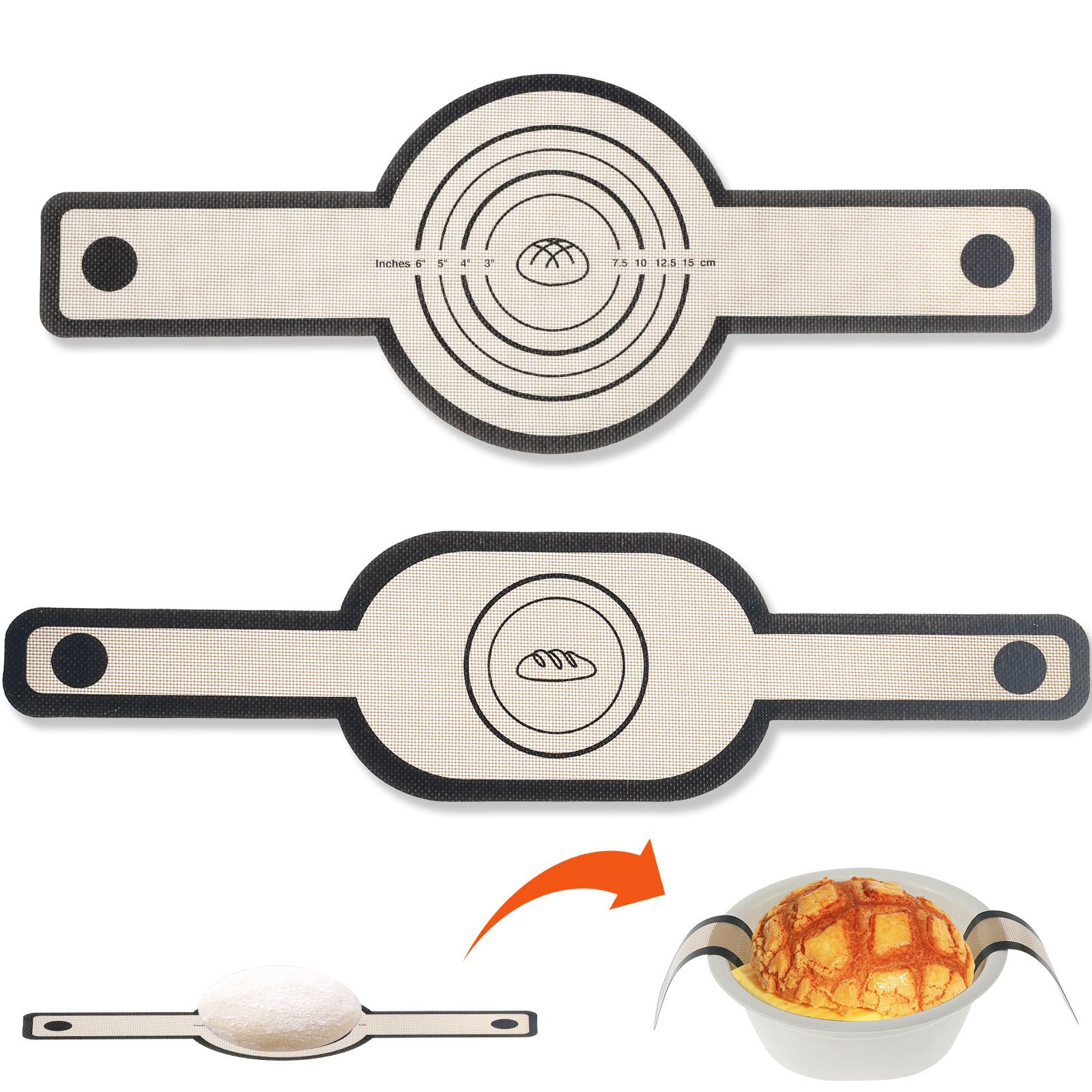 

2Pcs Silicone Bread Sling Non Stick Silicone Bread Baking Mat with Long Handle Round and Oval Sourdough Bread Sling Heat Mat