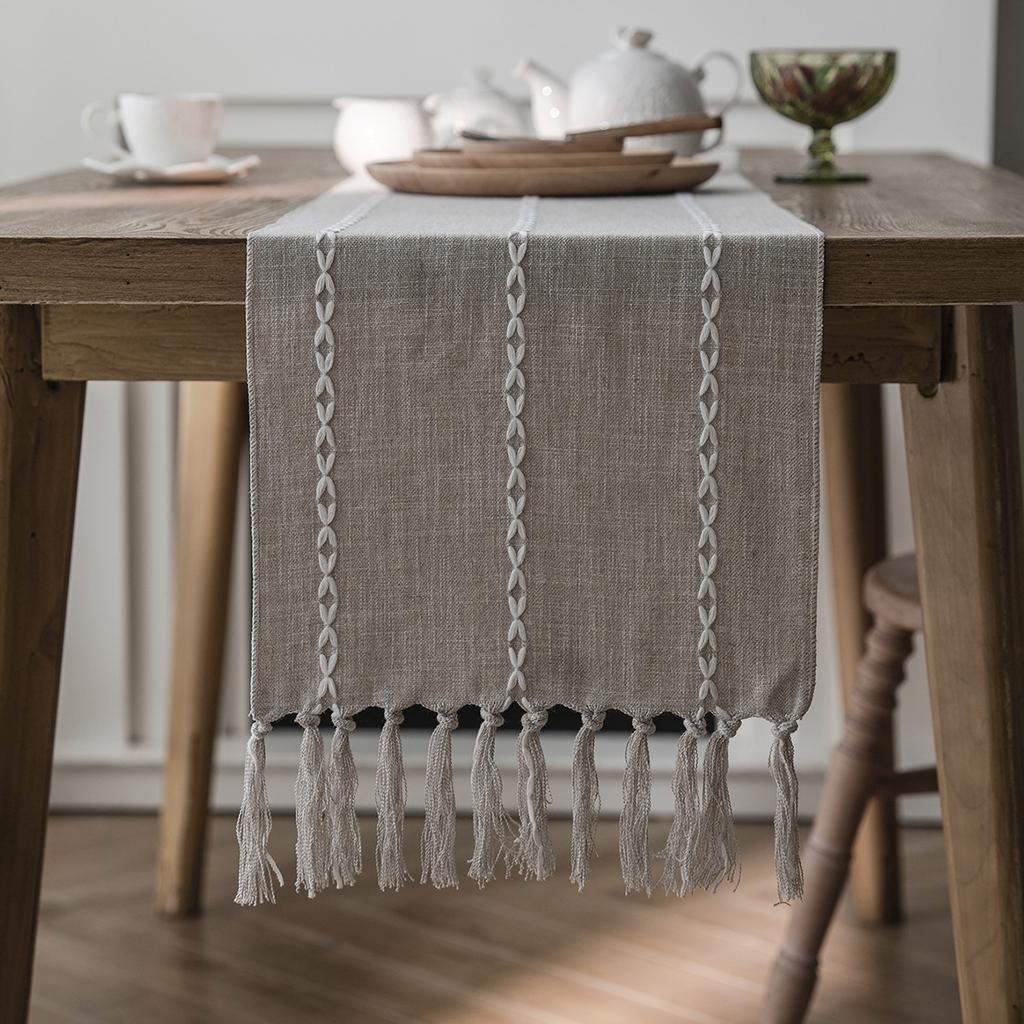 Nordic Jacquard Geometric Table Flag Fringed Fashion Tea Flag Dining Flag Long Polyester Cotton Tablecloth