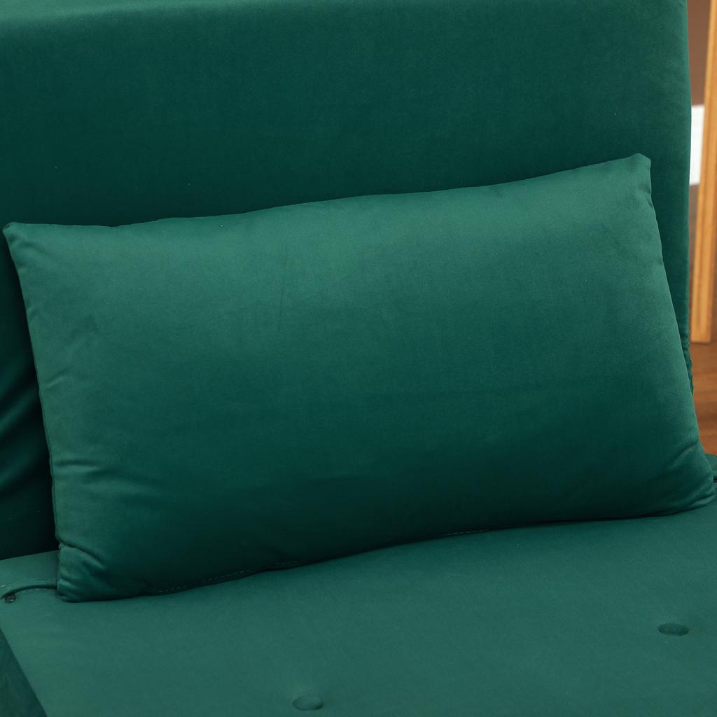 Folding Armchair with Bed Function, Foldable Recliner in Velvet Look, Adjustable Backrest, Load Capacity up to 120 kg, Dark Green