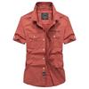 2024 Men's Washed Cotton Short Sleeve Military Shirt, Loose Fit Plus Size Outdoor Workwear