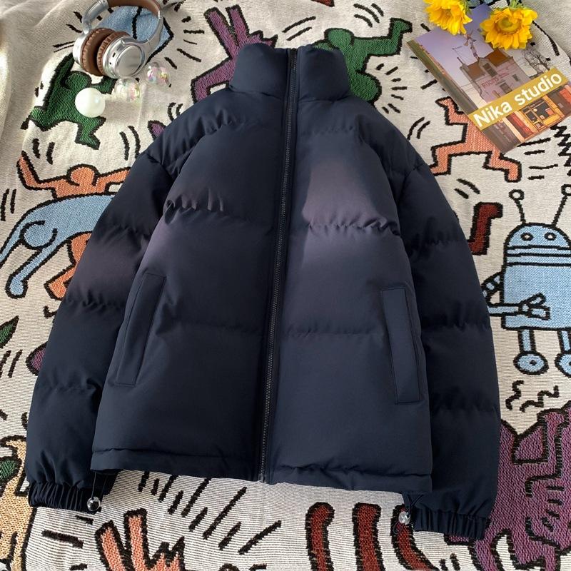 Stand-up Collar Cotton Clothing Men and Women Paragraph Winter Thickened Loose Cotton Jacket Couple Paragraph Casual Bread Clothing Cotton Jacket