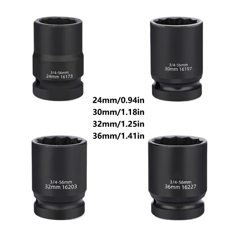 3/4Inch Drive 12 Point Impact Wrench Socket Ideal for Tire Changing and Mechanical Projects Auto Repair Easy Removal