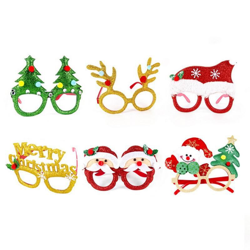 Merry Christmas Party Favors Xmas Hats With Glasses Set Funny Eyeglass Props Party Decoration Snowman Santa Claus Parties Supply