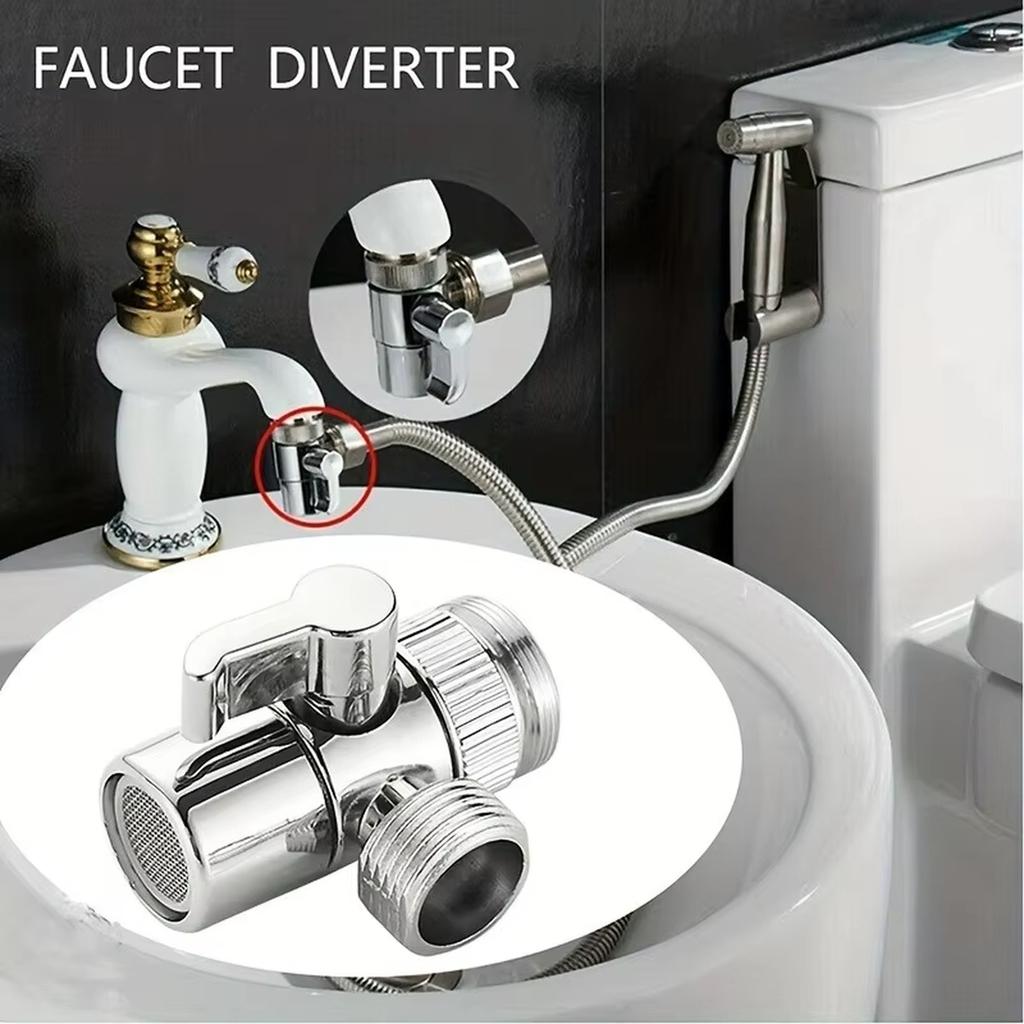 Household Faucet Diverter Valve 1 Way 1/2 Inch Single Shut Off Valve 4 Point Water Separator Switch for Kitchen Bathroom Sink Tap