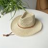 New Summer Outdoor Men Women Hand-woven Western Cowboy Paper Straw Hats Wide Brim Breathable Beach Jazz Cap Sun Protection Hat