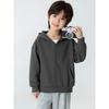 Brand Children's Clothing Autumn New Zip-Up Sweatshirt for Boys and Girls, Hooded Solid Color Cardigan, Pure Cotton Large Terry Sweatshirt