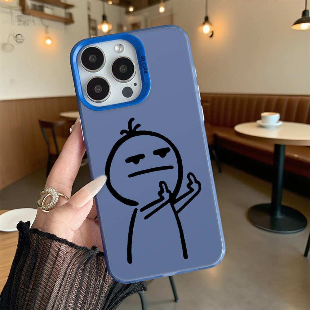 Figure Giving Middle Finger Hard Phone Case for Iphone 16 15 14 13 12 11 Pro Max Mini Shockproof Anti-Scratch Protective Cover