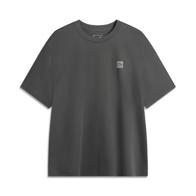 Li Ning Sports Lifestyle Series Solid Color Breathable Versatile Loose Short Sleeve T-Shirt Unisex Tops Graphite-Grey AHSVB91-4