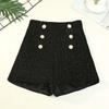 High Waist Shorts Women's Thick Double-breasted Wide-leg Pants