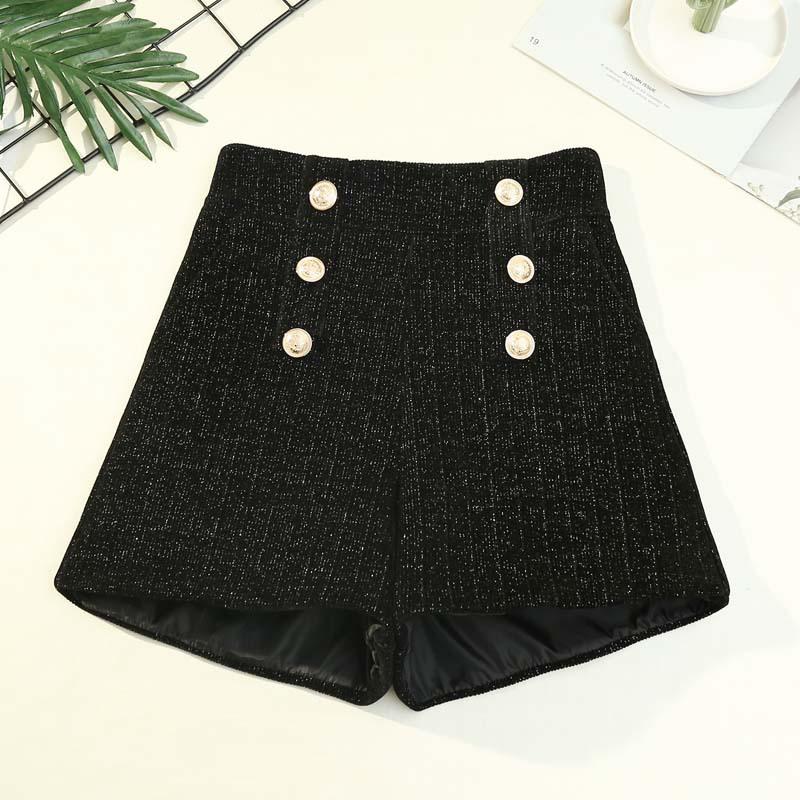 High Waist Shorts Women's Thick Double-breasted Wide-leg Pants
