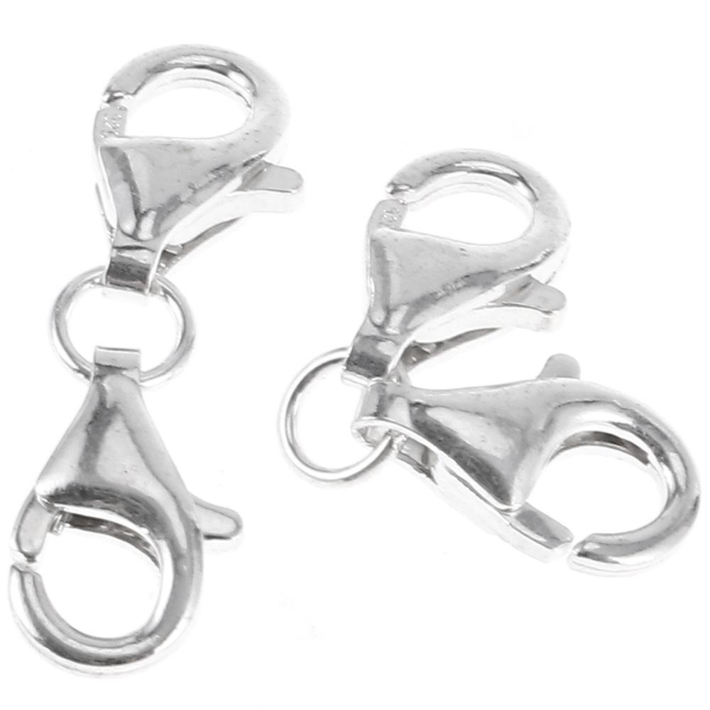 

Серебряная классическая застежка для ожерелья с двойным концом 9 мм, серебряная застежка для ожерелья для женщин